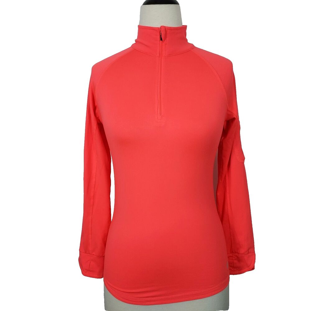 Colosseum 1/4 ZIp Pullover Shirt Womens Small Coral Lightweight Long Sleeve